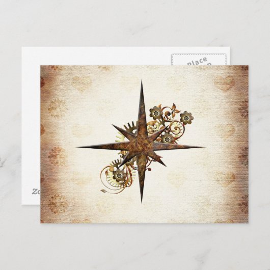 Steampunk Compass Star-Briefkaart Briefkaart (Voorkant / Achterkant)