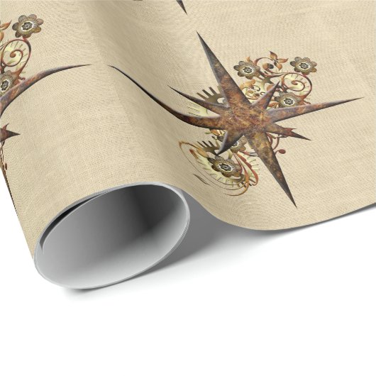 Steampunk Compass Star Cadeaupapier (Rol Hoek)