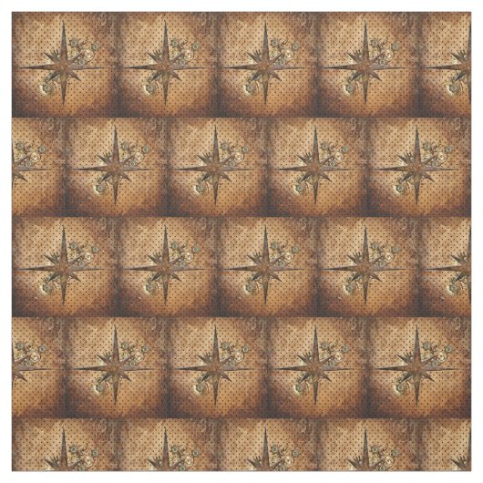 Steampunk Compass Star Fabric Stof (Swatch)