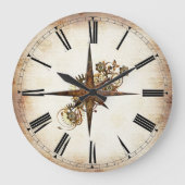 Steampunk Compass Star Grote Klok (Voorkant)
