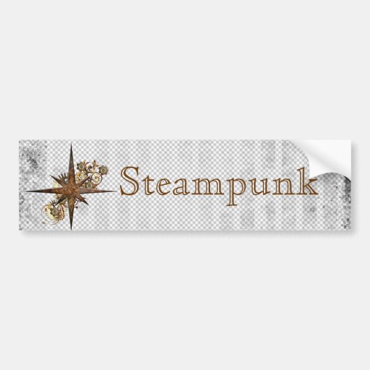 Steampunk Compass Star Grunge Bumpersticker (Voorkant)
