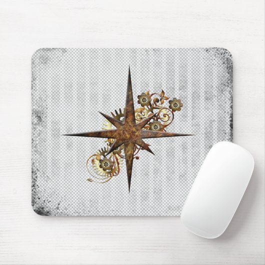 Steampunk Compass Star Grunge Muismat (Met muis)