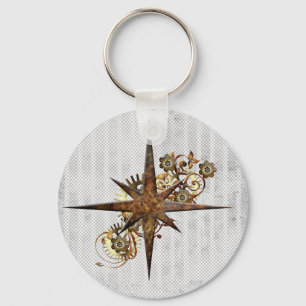 Steampunk Compass Star Grunge Sleutelhanger