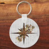 Steampunk Compass Star Grunge Sleutelhanger (Voorkant)