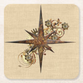 Steampunk Compass Star Kartonnen Onderzetters (Voorkant)