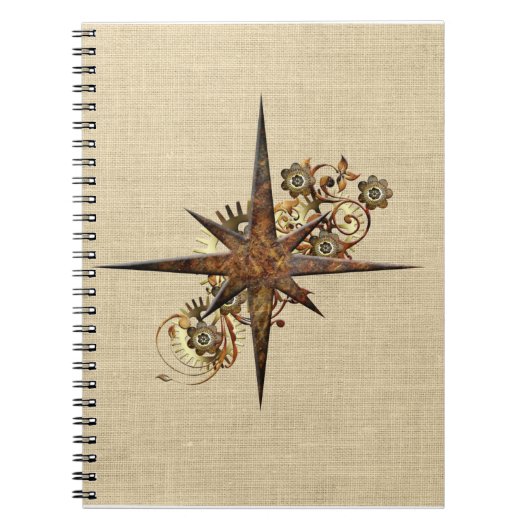 Steampunk Compass Star Notitieboek (Voorkant)