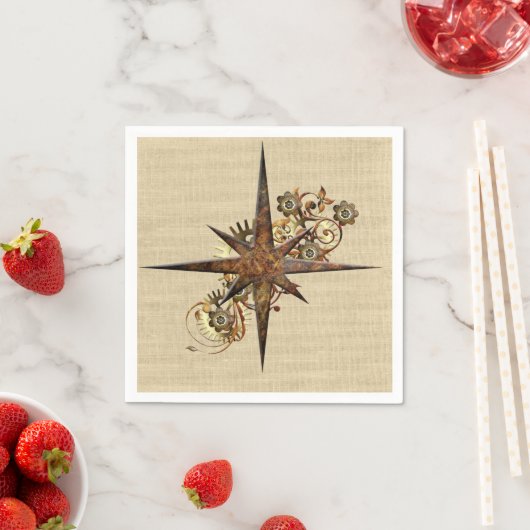 Steampunk Compass Star Paper Napkins Servet (Insitu)