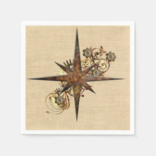 Steampunk Compass Star Paper Napkins Servet