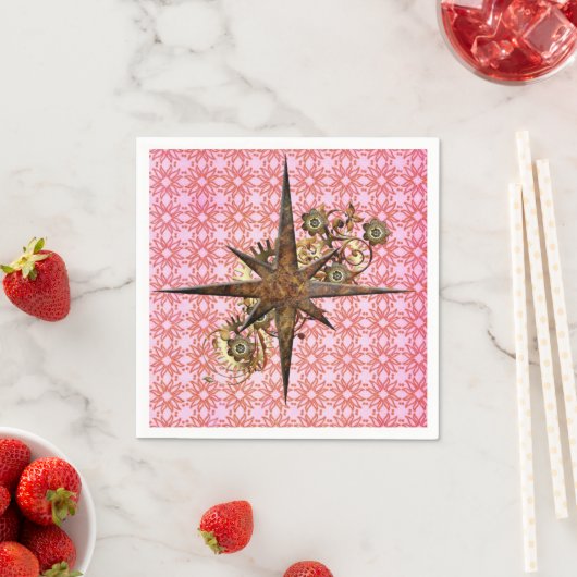 Steampunk Compass Star Paper Napkins Servet (Insitu)