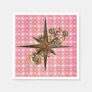 Steampunk Compass Star Paper Napkins Servet