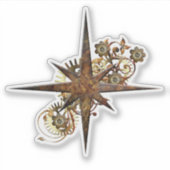 Steampunk Compass Star Transparent Sticker (Voorkant)