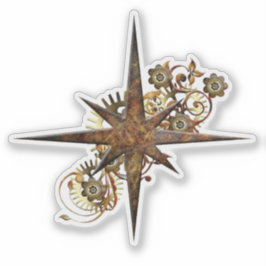 Steampunk Compass Star Transparent Sticker