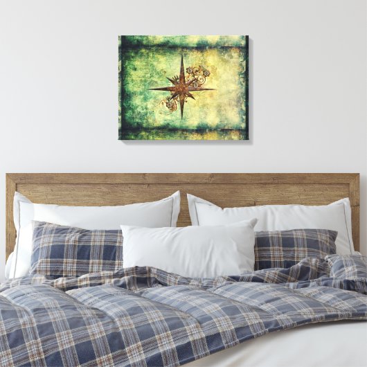 Steampunk Compass Star Wrapped Canvas (Insitu (Slaapkamer))