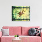 Steampunk Compass Star Wrapped Canvas (Insitu (Woonkamer))