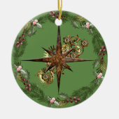 Steampunk Compass Star & Wreator Keramisch Ornament (Voorkant)