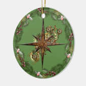 Steampunk Compass Star & Wreator Keramisch Ornament (Links)