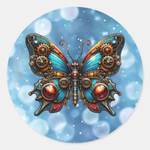 Steampunk Copper Metal Gears Butterfly Ronde Sticker