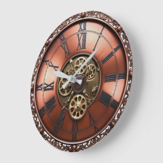 Steampunk Copper Time Face Grote Klok (Hoek)