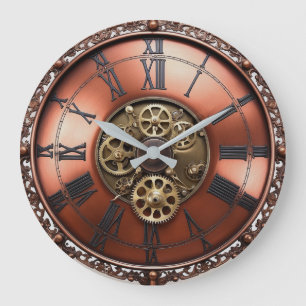 Steampunk Copper Time Face Grote Klok