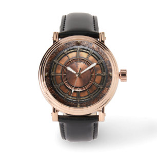 Steampunk Copper Time Face Horloge