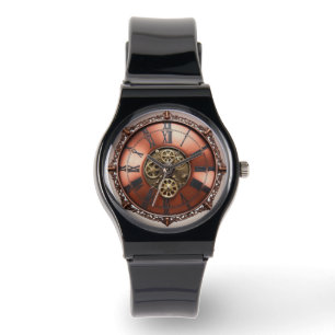 Steampunk Copper Time Face Horloge