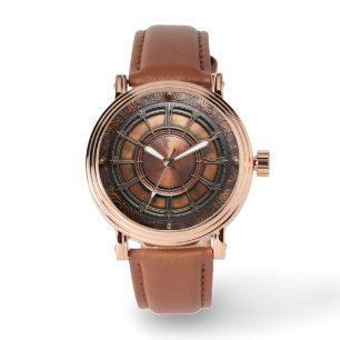 Steampunk Copper Time Face Horloge