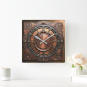 Steampunk Copper Time Face Vierkante Klok (Huis)
