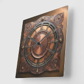 Steampunk Copper Time Face Vierkante Klok (Hoek)