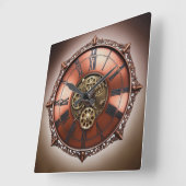 Steampunk Copper Time Face Vierkante Klok (Hoek)