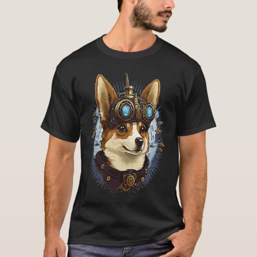 Steampunk Corgi Head  For Women & Men T-shirt (Voorkant)