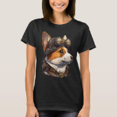 Steampunk Corgi Hoofd vrouwen en Mannen 2 T-shirt (Voorkant)