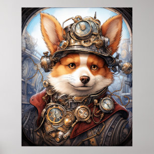 STEAMPUNK CORGI POSTER