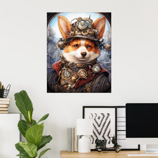 STEAMPUNK CORGI POSTER (Thuiskantoor)