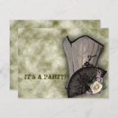 Steampunk Corset en Fan Gothic Wedding Kaart (Voorkant / Achterkant)