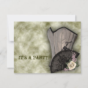 Steampunk Corset en Fan Gothic Wedding Kaart