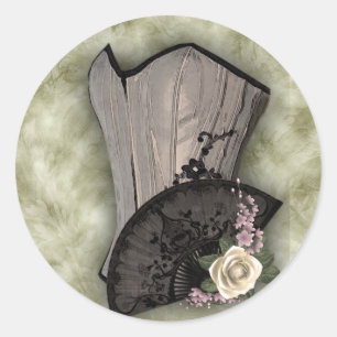 Steampunk Corset en Fan Gothic Wedding Ronde Sticker