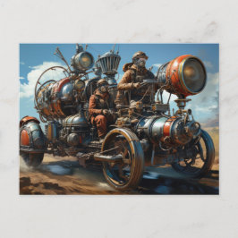Steampunk Cross Country Car Race Briefkaart