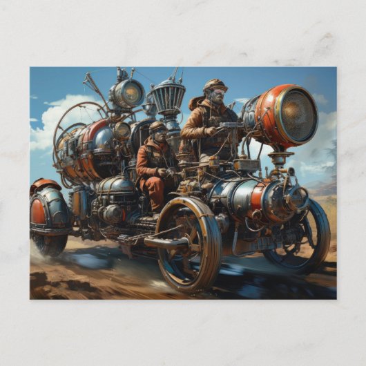 Steampunk Cross Country Car Race Briefkaart (Voorkant)