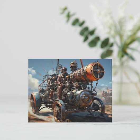 Steampunk Cross Country Car Race Briefkaart (Staand voorkant)