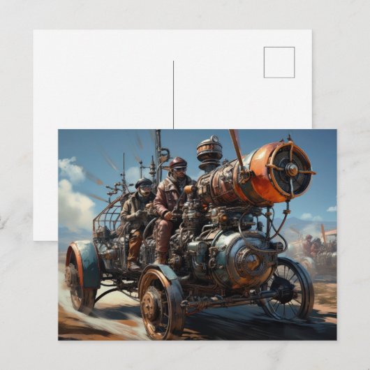 Steampunk Cross Country Car Race Briefkaart (Voorkant / Achterkant)