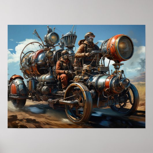 Steampunk Cross Country Car Race Poster (Voorkant)