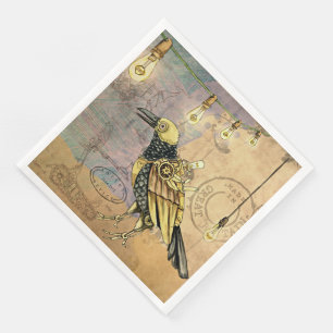 Steampunk Crow Cocktail Napkins Servetten