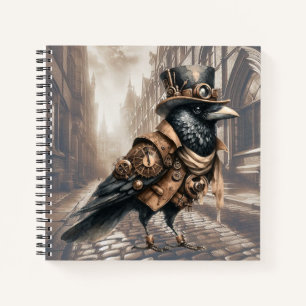 Steampunk Crow in Londen Spiral Notitieboek