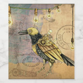 Steampunk Crow Wijn Etiket (Enkel label)