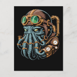 Steampunk Cthulhu monster Briefkaart