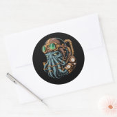 Steampunk Cthulhu monster Ronde Sticker (Envelop)