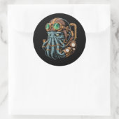 Steampunk Cthulhu monster Ronde Sticker (Tas)