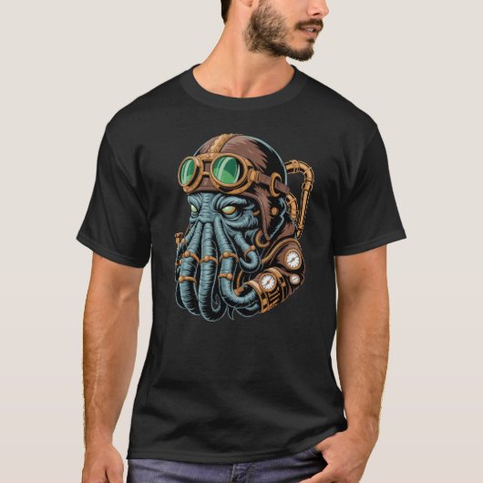 Steampunk Cthulhu monster T-shirt (Voorkant)