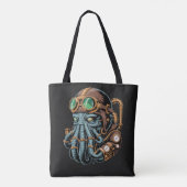 Steampunk Cthulhu monster Tote Bag (Achterkant)