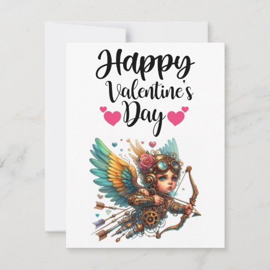 Steampunk Cupid Valentijnsdag Notitiekaartje (Voorkant)